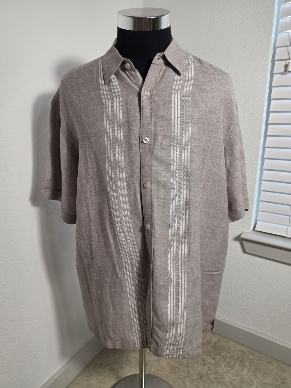 Cubavera Short-Sleeve Linen-Blend Shirt Jacket in Taupe